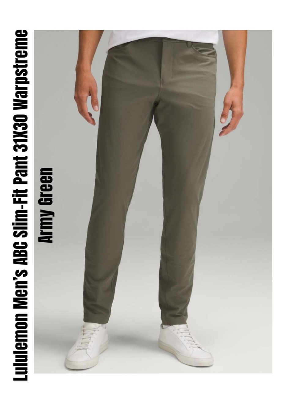 Lululemon Men’s ABC Slim-Fit Pant 31X30 Warpstreme Army Green
